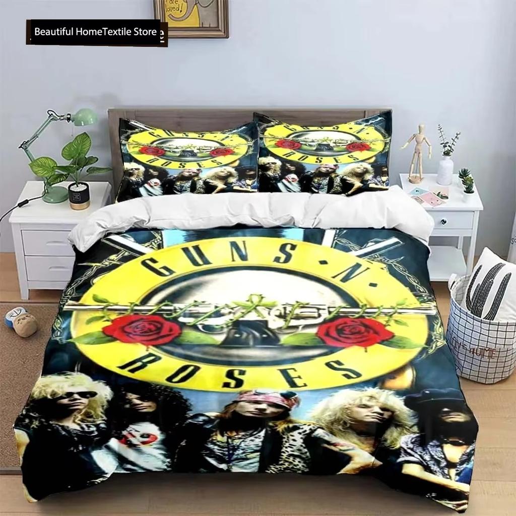3D-tryck Guns N Roses GNR Band Retro Sängkläder Pojkar Flickor Twin Queen King Size Påslakan Örngott Säng Pojkar Vuxen