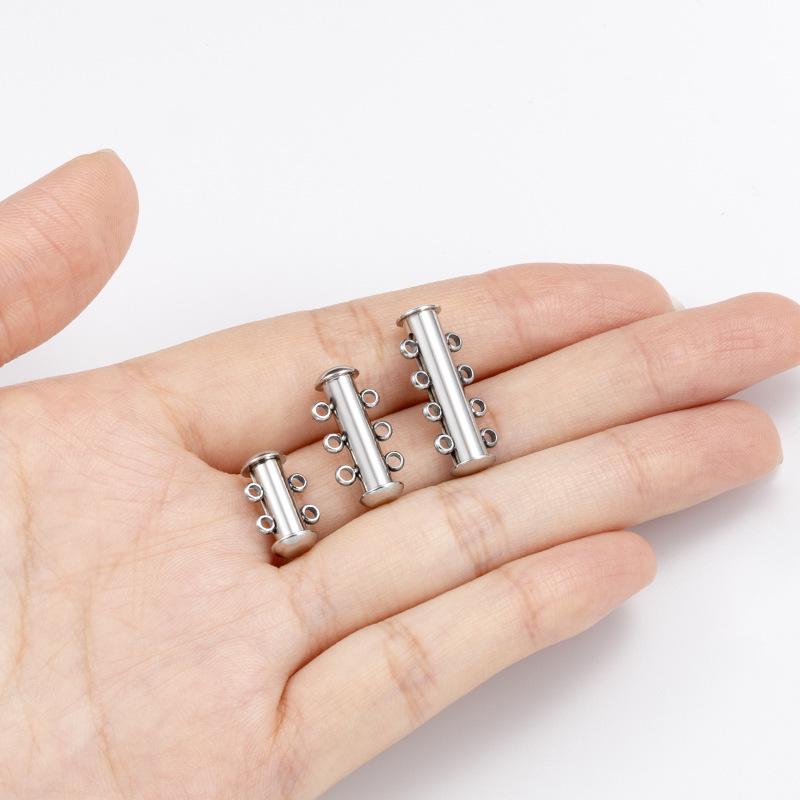 18K Vacuum-Plated Stainless Steel Dual/Triple Row Snap Buckle Clasp for DIY Necklace/Bracelet Jewelry