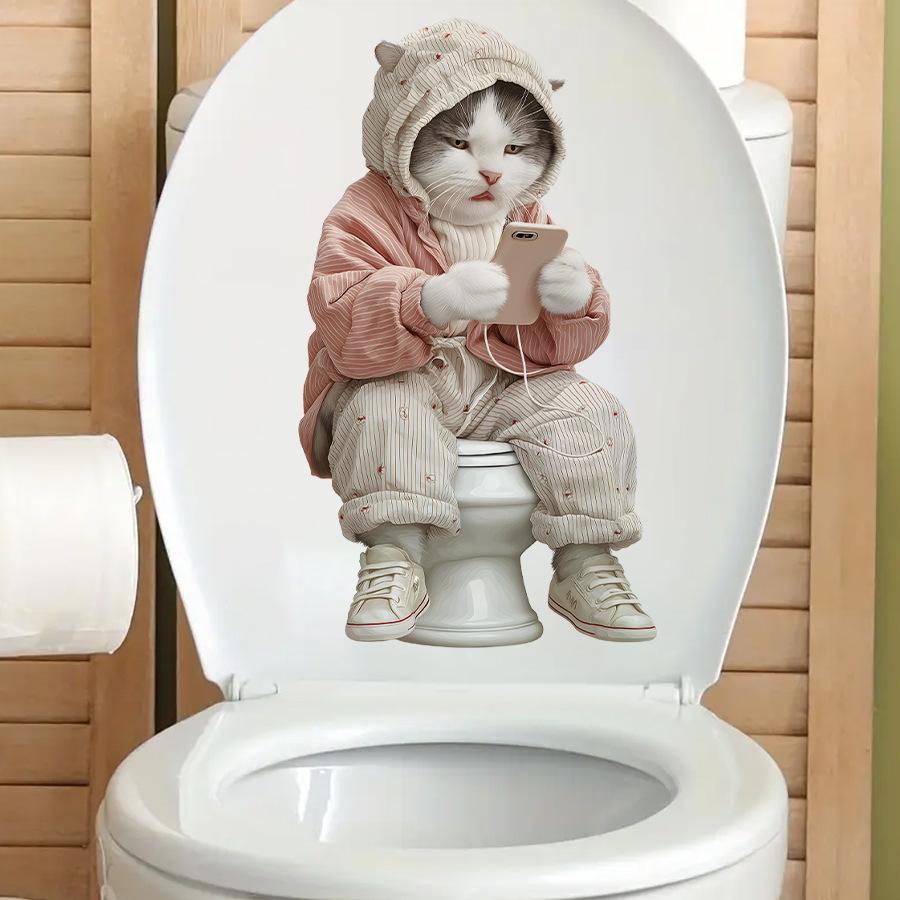 1 PC Funny Animal PVC Toilet Seat Stickers Monkey Zebra Giraffe Decals Waterproof Bathroom Wall Door Decor Creative Removable Decals