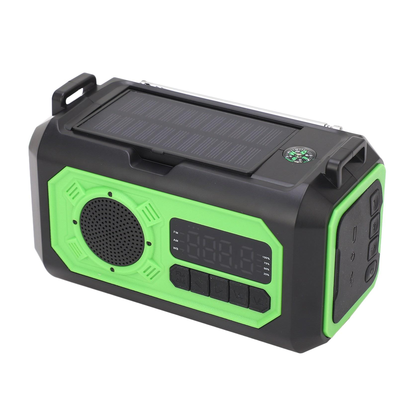

7 in 1 12000mAh Emergency Radio 3 Charging Modes LED with Flashlight Reading Lamp SOS Compass Power Bank Headphone Jack AM FM NOAA Radio