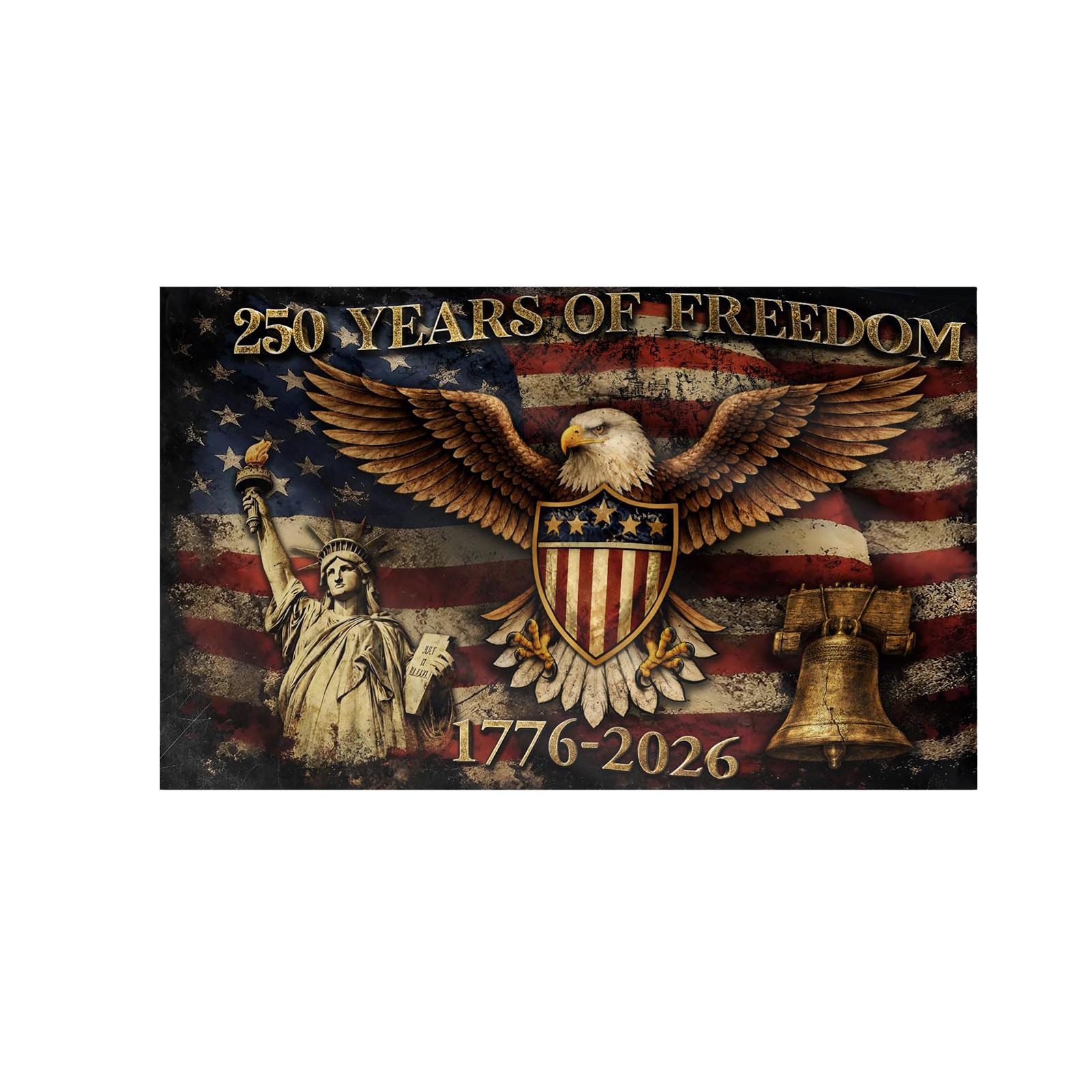 

USA 250 Years Commemorative Flag 60x90cm 1776-2026 Printed Polyester Patriotic Banner with Eagle and Fireworks Design for Indoor Outdoor Display One Size