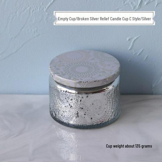 Embossed Glass Jar: DIY Flameless Scented Candle Cup with Colored Pattern