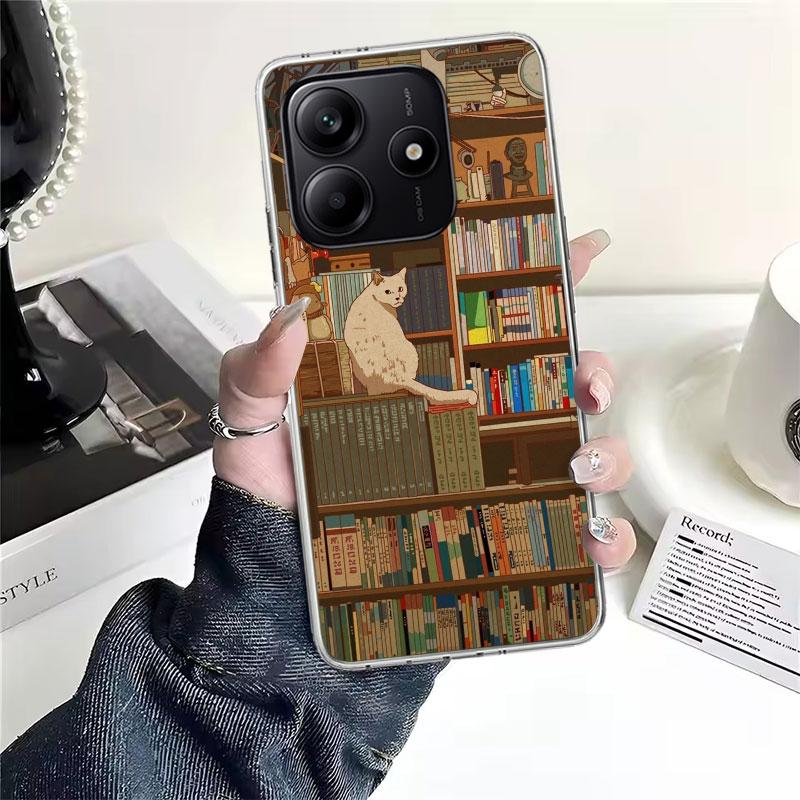 Read Books illustration Reading Soft Phone Case For Xiaomi Redmi Note 15 14 14S 13 12 Pro Plus 12S 11 11S 11E 10 10S 11T 5G Fund
