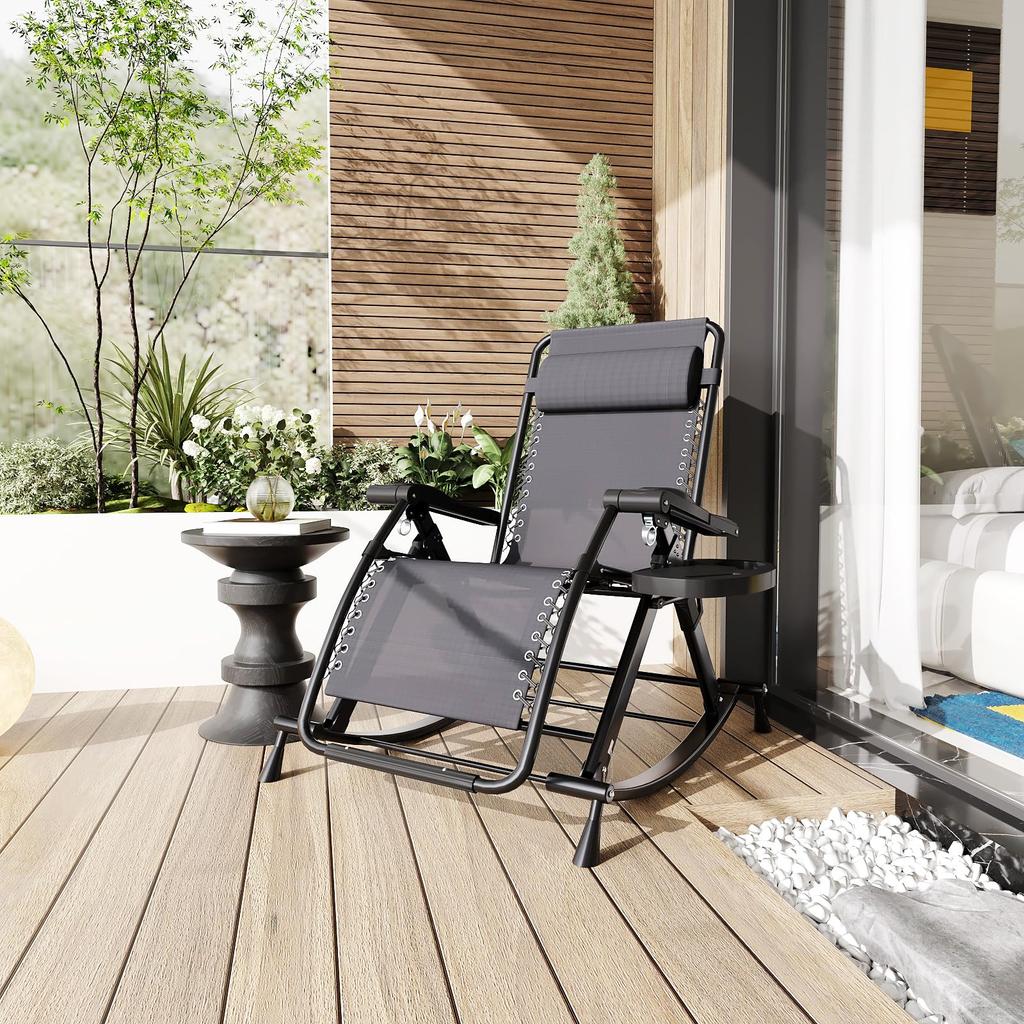 SunlitCorner Relaxation Folding Rocking Folding Nap Camping Reclining Easy To No Cleaning High Rocking Outdoor and Indoor Use Rocking Chair Rug Thick