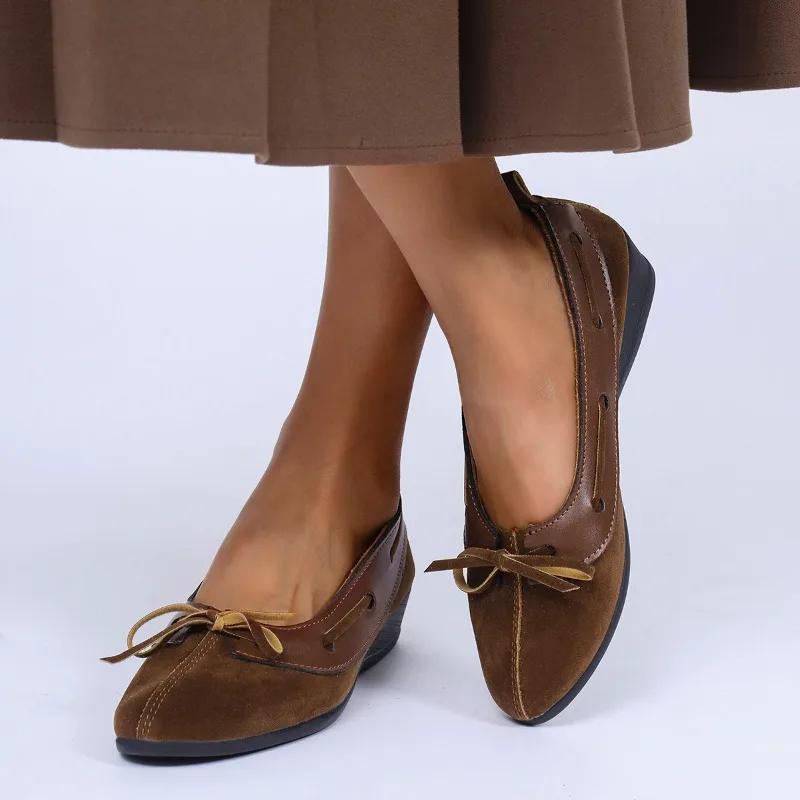 Plus Size 2025 New Hot Sale Women's High Heels Shallow Bow Tie Slip on Low Heel Pumps for Versatile Daily & Casual Ladies Shoes