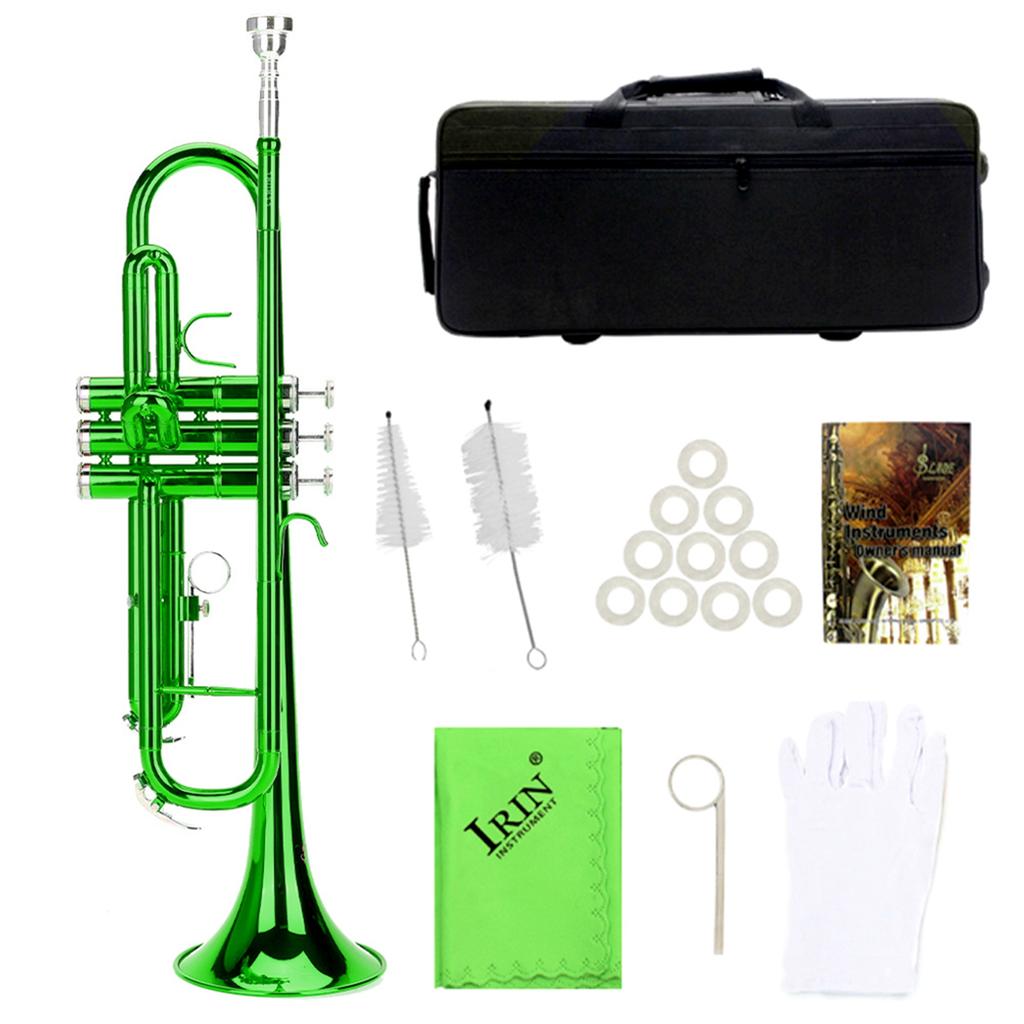 Blechblasinstrument Trompete Musikinstrument mit Hilfswerkzeug-Set (Grün)
