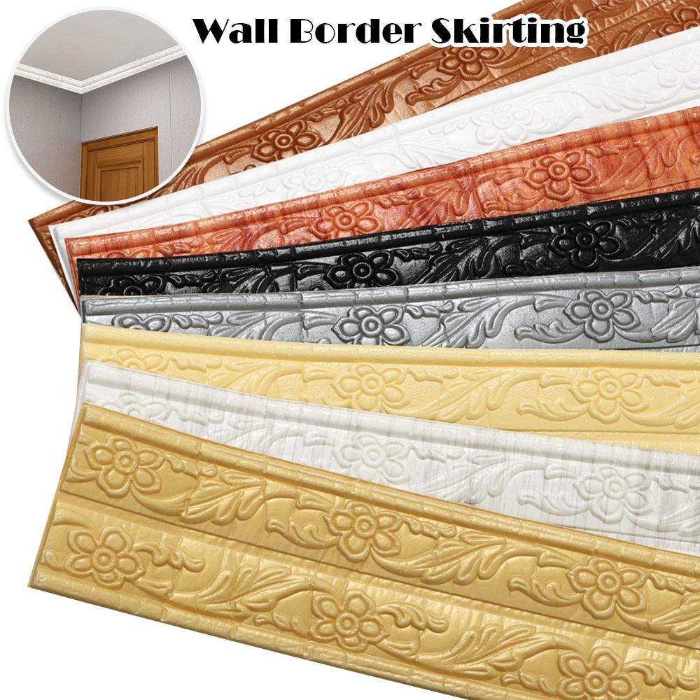 1PC New Adhesive Ceiling Decorative Strip Waterproof Wall Stickers Baseboard Wallpaper Home Decoration Wall Border Skirting