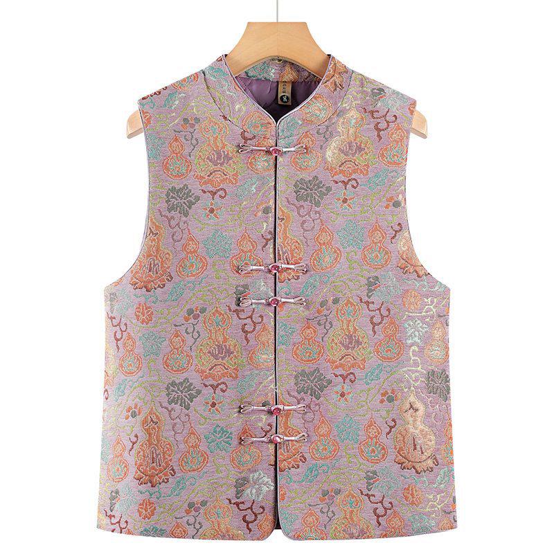 

2026 Spring Vest for Middle-aged and Elderly Women - Tang Suit Style Grandma Vest 4XL (suggested 135-150 jin)