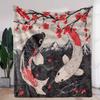 1pc Retro Japanese Koi Fish Pattern Blanket Made of Polyester Machine Washable Suitable for Sofas Beds Travel and Camping