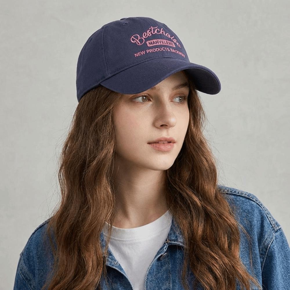 Solid Color Embroidery Letter Baseball Cap Cotton Peaked Cap Apparel Accessories Sun Hat  Girl