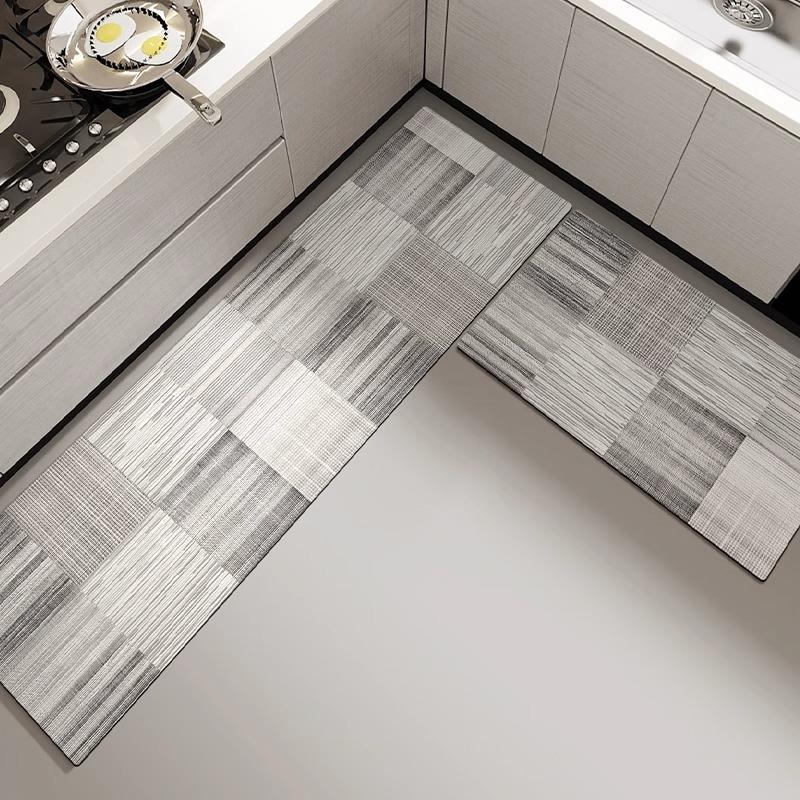 Retro American Style Kitchen Carpet Non-slip Waterproof Oil-proof Kitchen Floor Mat PVC Leather Washable Rug Alfombras De Cocina