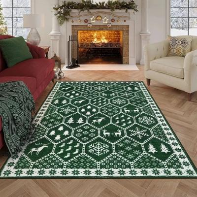 Christmas Theme Decoration Carpet Anti-Slip Large Size Floor Mat for Living Room Sofa Table Mat Soft Bedroom Home Decoration
