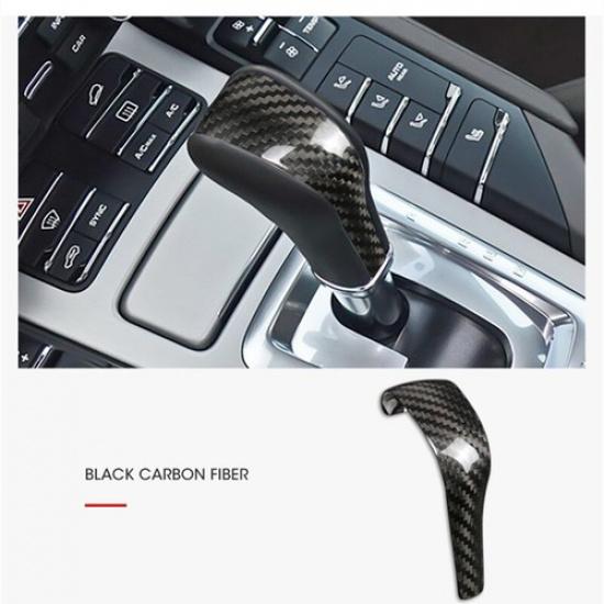 Luxury Black Carbon Fiber Car Gear Shift Handle Cover For Porsche Cayenne 15 17