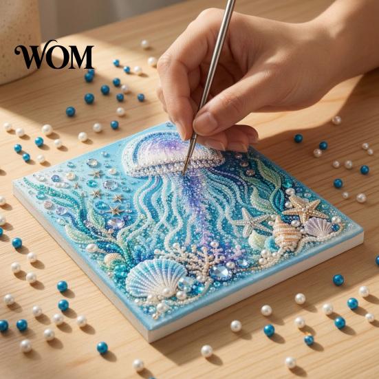 Ontspannend Weekend Creatief Project Oceaan Nep Parels Schilderset, Zeeleven 3D Kunst DIY Handgemaakte Muurbenodigdheden Zeeschildpad Vis Afbeelding Knutsel
