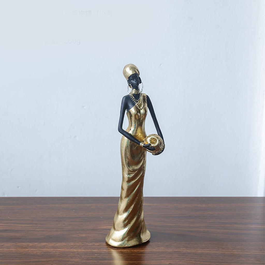 African Woman Sculpture Resin Black Woman Figurines for Unique Home Decoration