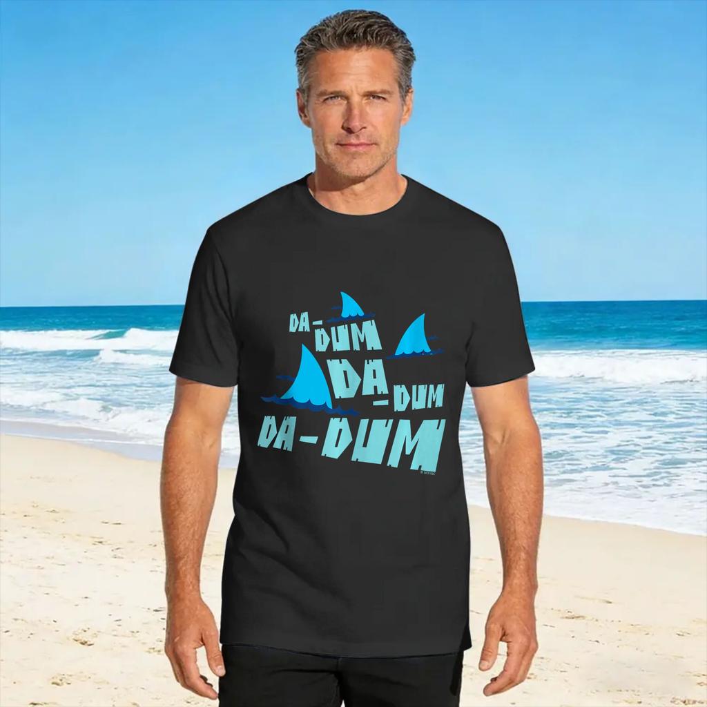 Jaws Da Dum Da Dum Blue Shark Fins Design T Shirt Summer Popular Tshirts 100 Cotton O Neck Plus Size 5xl Tees Short Sleeve