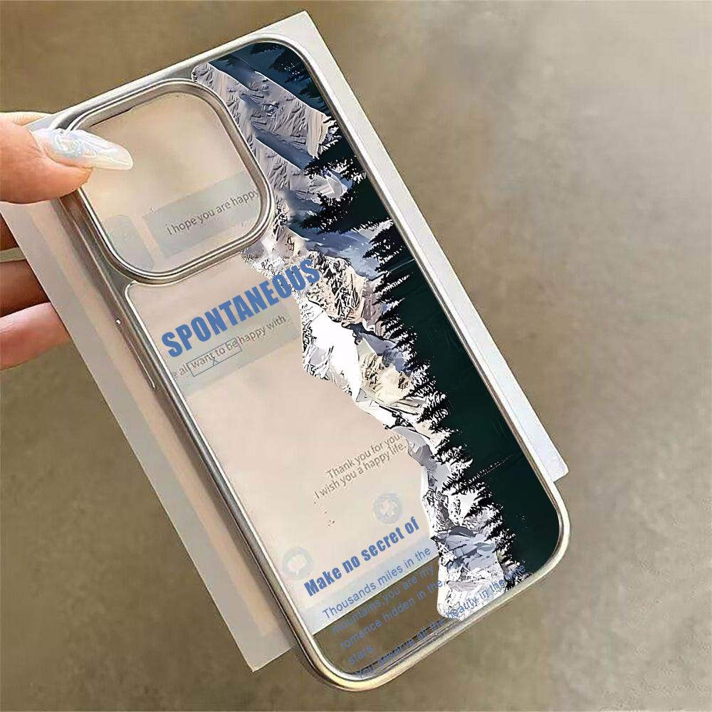 

Snow-Capped Peaks Scenery Clear Case For iPhone 16 Pro Max Cases iPhone 17 11 12 13 14 15 Pro Max Plus Plating Landscape Coque iPhone 16