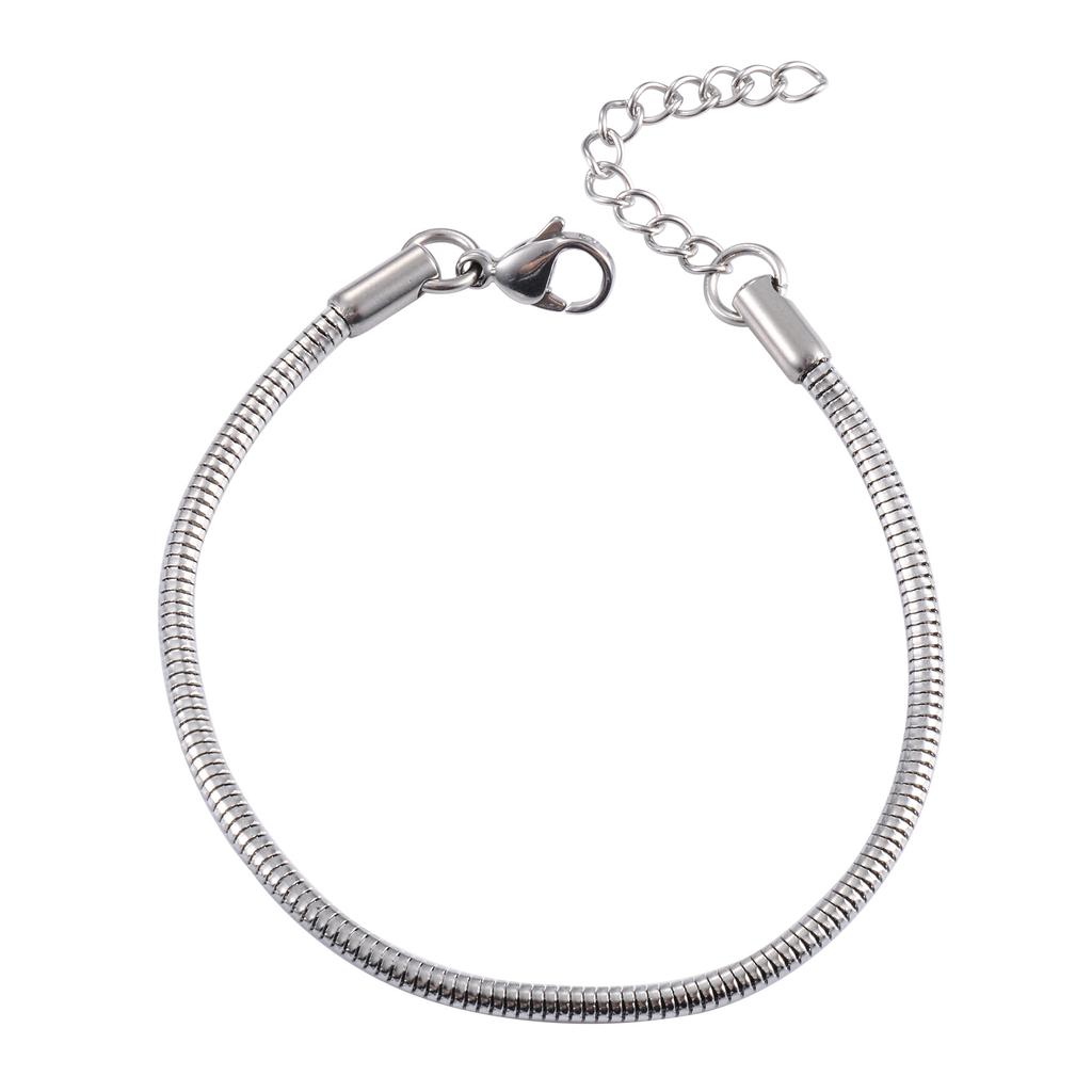 Stainless Steel Round Snake Chain Bracelet for Women Men Ankle Anklet Bangle Cuff Jewelry Making Accessories for Hand Foot