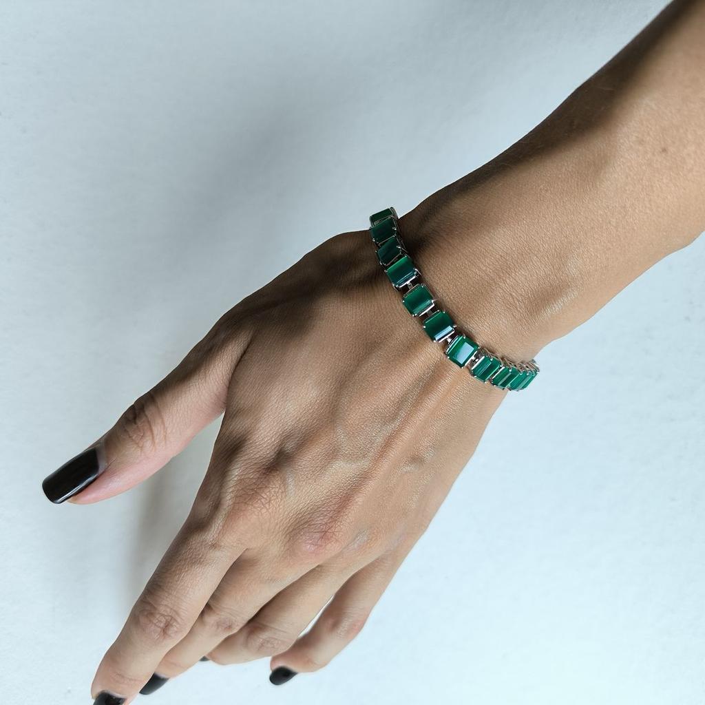 Серебряный браслет с натуральным агатом 8.63ct, вес изделия 16,44 гр (2190943)