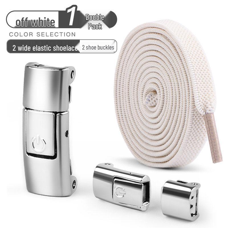 No-Tie Elastic Shoelaces for Kids & Adults - Black & White Flat Stretch Laces