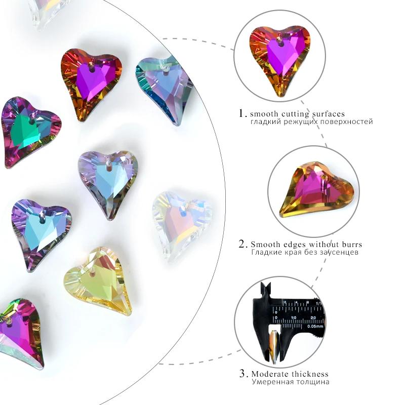 6240 Crystal Wild Heart Charms Glass Austria Loose Beads Pendant Rhinestones for DIY Earring Necklace Jewelry Accessories 12Pcs