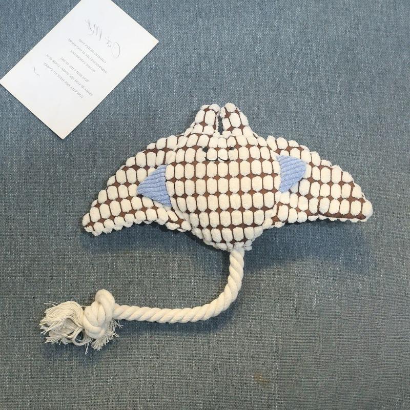 

Dog Toys Manta Ray Plush Vocal Dog Bite Toys Durable Teething Dog Toys бежевый