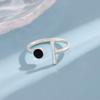 Nuevas Joyas de Plata de Ley 925 Anillos Abiertos Geométricos Populares de Personalidad Simple Oscura Redonda de Epoxi R320