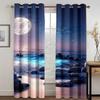 Green Aurora Curtains Night Stars Moon Curtains Living Room Bedroom Home Decor Curtains 2 Panels