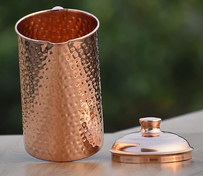 

Кувшин для воды из чистой меди, медный кувшин для воды (50,7 жидких унций США) Польза здоровью L медный