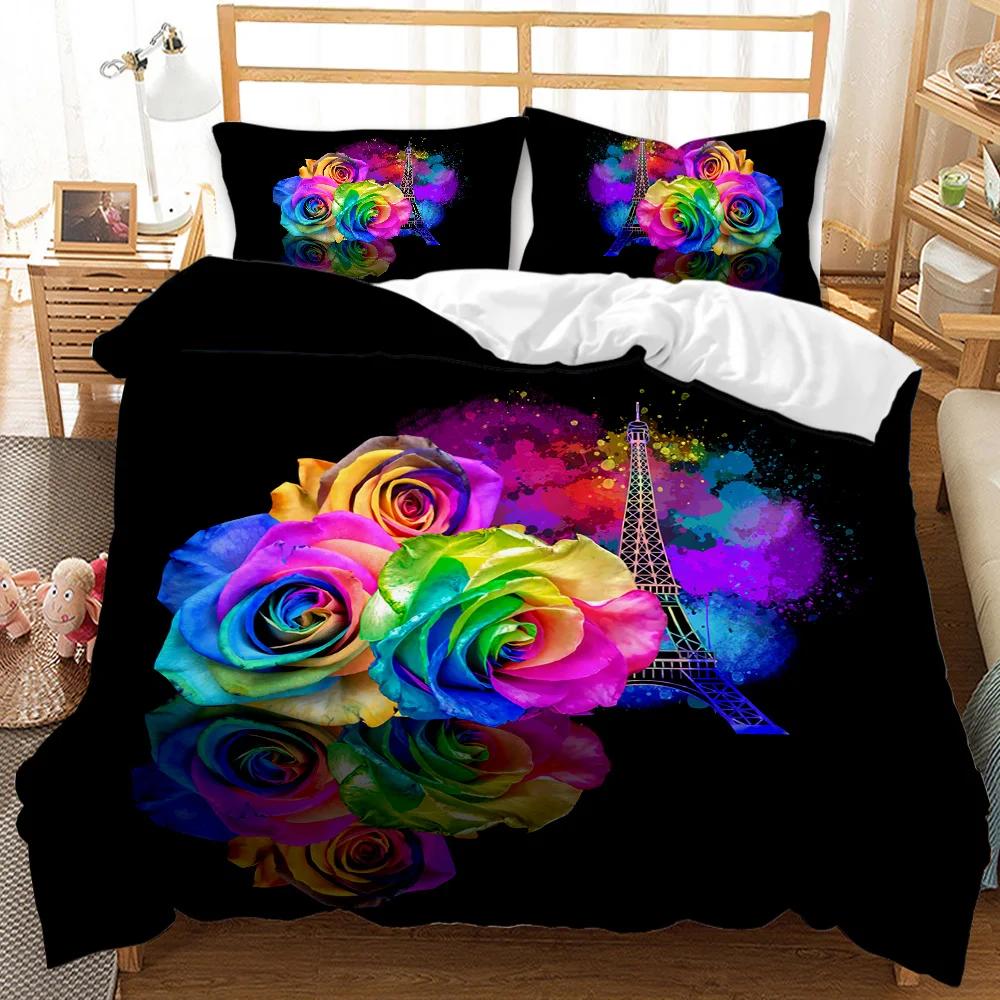 Rose Duvet Cover Red Rose Floral Wedding Twin Bedding Set Valentine's Day Gift For Lover Double Queen King Polyester Qulit Cover