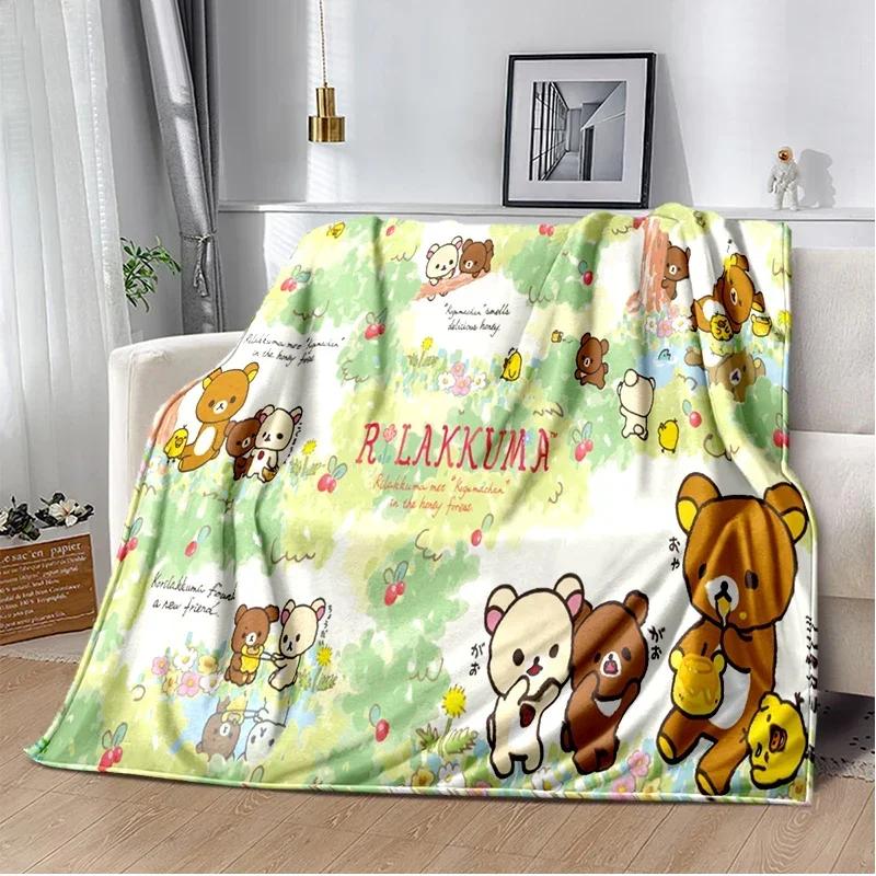 Cartoon Rilakkuma Anime Girls Throws Blanket for Baby Hiking Picnic Bed Super Soft Cute kawaii Flannel Blanket birthday gift