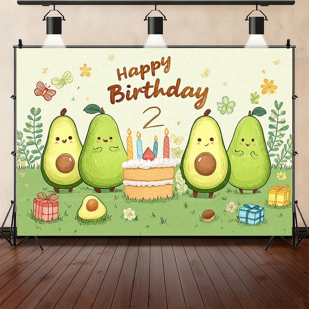 Fruit green avocado theme background children's birthday party decoration baby shower arrangement background studio photography