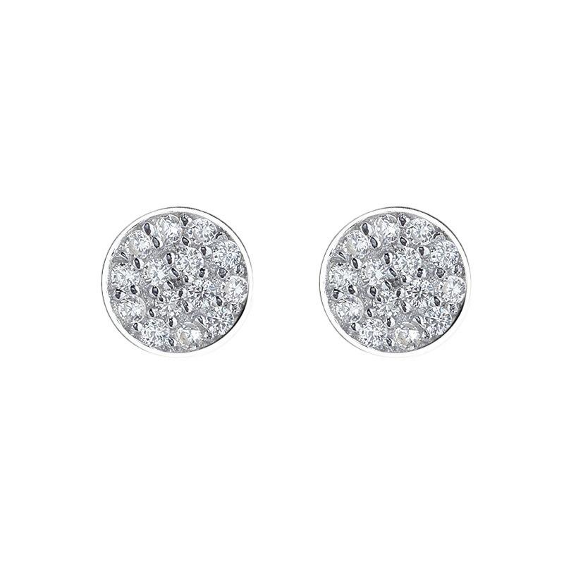 Simple Hip-Hop Men'S And Women'S Personalized Fashion Zircon Round Stud Earrings Trendy Exquisite Ear Jewelry
