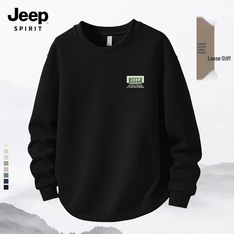JEEP SPIRIT Men's 2025 Fall American Style Letter Logo Sweatshirt