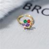 Rotatable Flower Ring with Micro-inlaid Colored Zirconia - Adjustable and Fashionable 