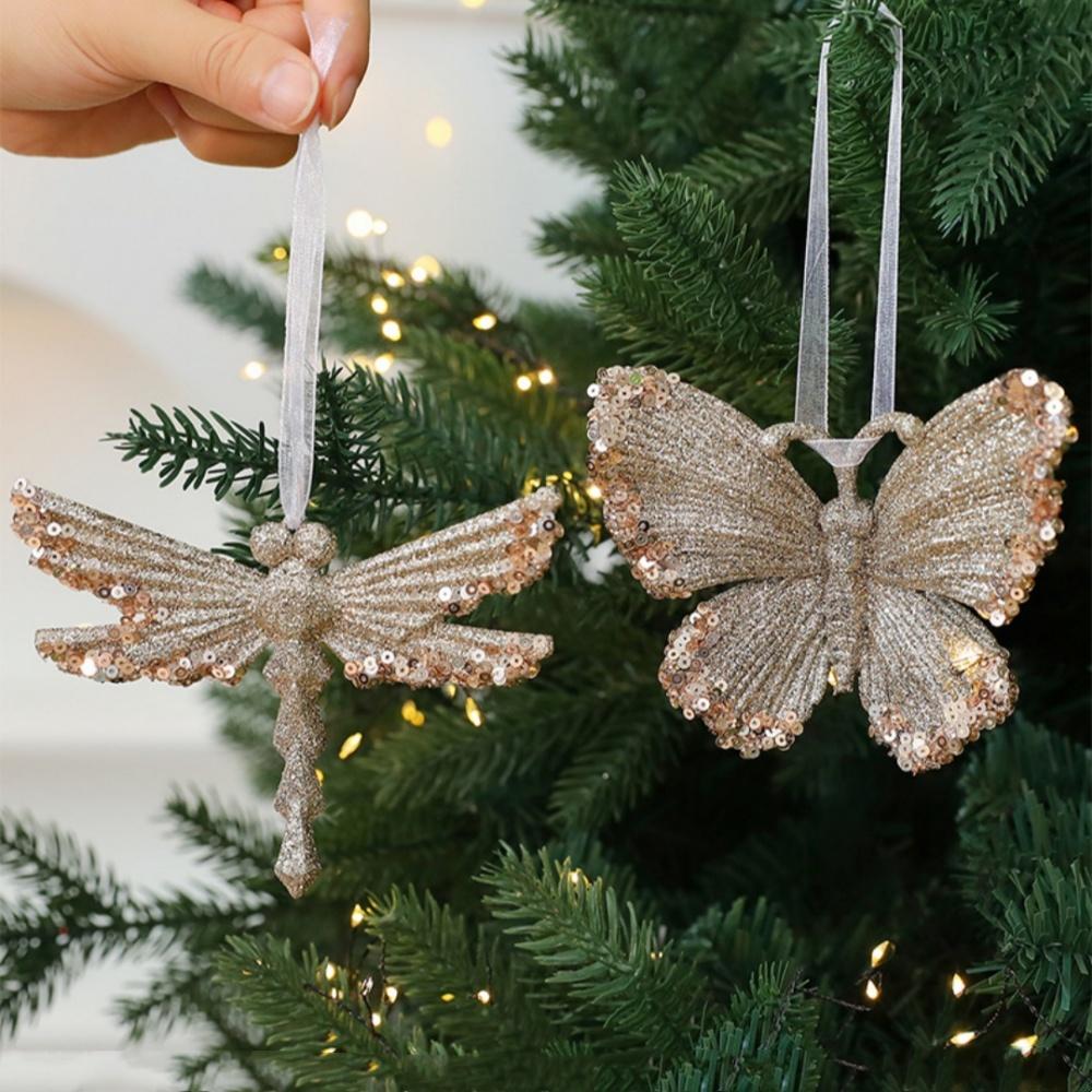 Christmas Decorations Acrylic Sequins Snowflake Elk Wreath Xmas Tree Hanging Pendant Glitter Ornament For Xmas New Year Party