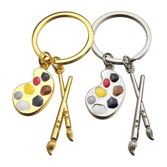 Palette & Paintbrush Keychain Pendant Creative Art Theme Keychain Portable Keychain
