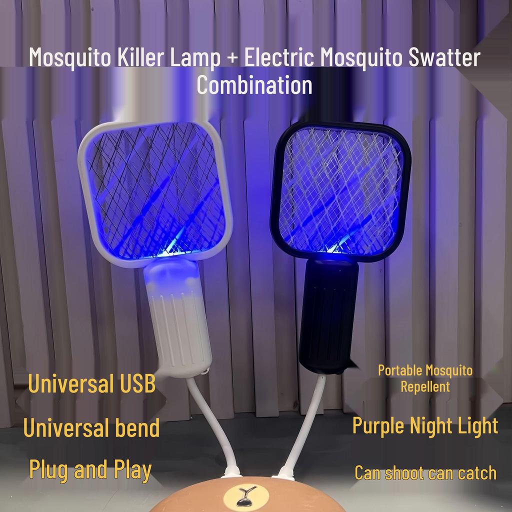Electric Mosquito Killer Lamp: Dual-Function Purple Light Lure & Household Repellent for Portable Outdoor Protection.