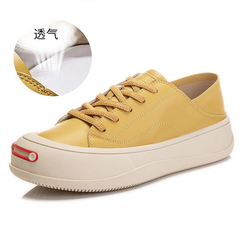 Laughing Leather Women's Shoes 2025 Spring New Women's Shoes Versatile Platform Single Shoes Casual Two Wear White Shoes