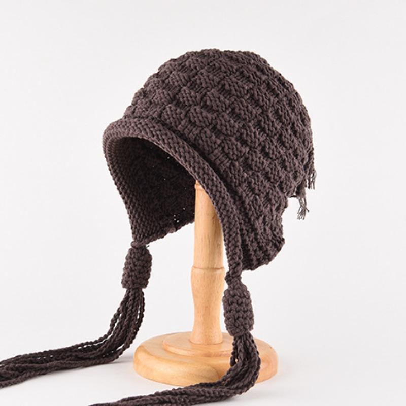 Mütze Damen Winter Warm Ohrenschutz Gestrickte Überziehmütze Sturmhaube Hut Band Doppelnutzung Plüsch Blitzmütze