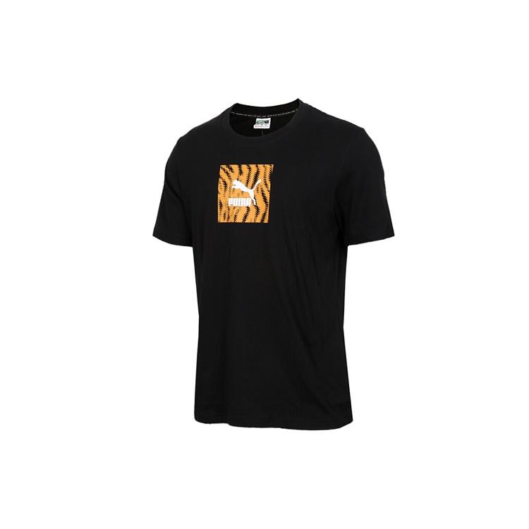 PUMA Leopard print Pattern Casual Sports Breathable Short Sleeve Black Men s 579507-01 L