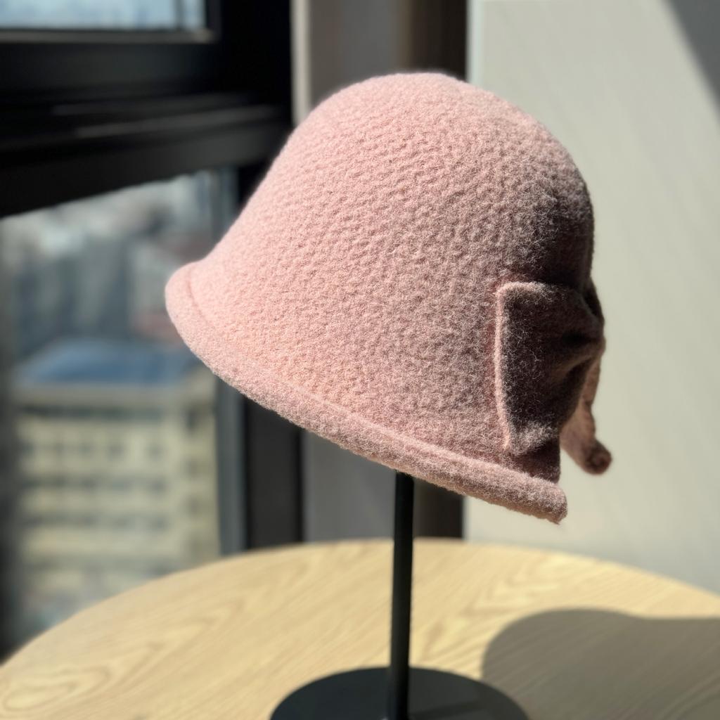 New Korean Style Slit Bow Fisherman Hat for Women Autumn and Winter Warm Basin Hat Fashionable and Versatile Ponytail Hat