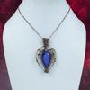 Faceted Blue Sapphire Pendant Real Gemstone Jewelry Copper Wire Wrapped Pendant