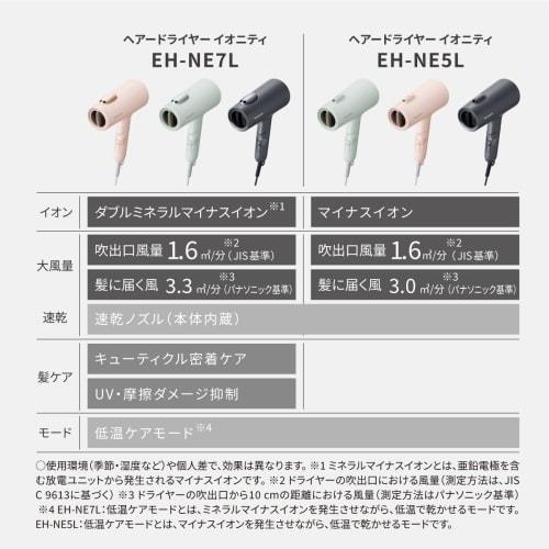 Panasonic Hair Dryer Ionity Quick Dry Large Air Volume Powerful Dry Low Temperature Mode Negative Ion Mint Green EH-NE5L-G