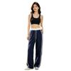 Dames Color Block Gestreepte Sneldrogende Gebogen Broek, Hoge Taille Losse Wijde Pijp Casual Sportbroek