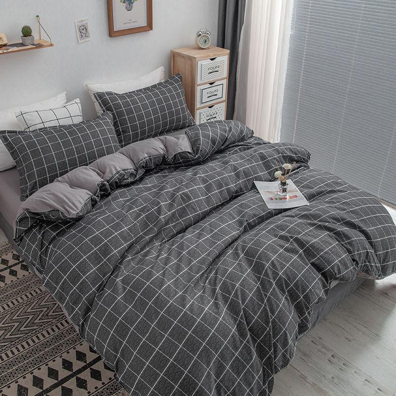 Four-piece Bedding Washed Cotton Single Double Student Three-piece Bed Linen Quilt Cover Pillowcase