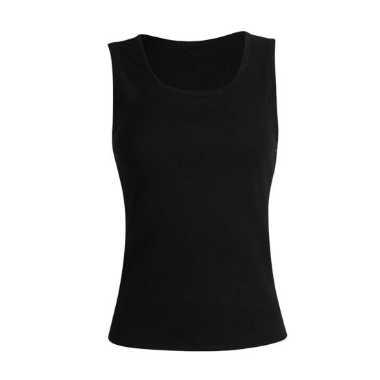 Women Thermal Vest Round Neck Sleeveless Thick Fleece Lining Bottom Vest Solid Color High-Elastic Fit Thermal Tops