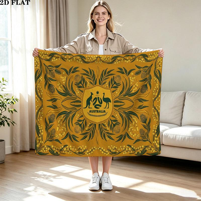 The Socceroos Australia Print Flannel Blanket High Quality Warm Comfortable Cover for All Seasons Perfect for Gifts Home Decor