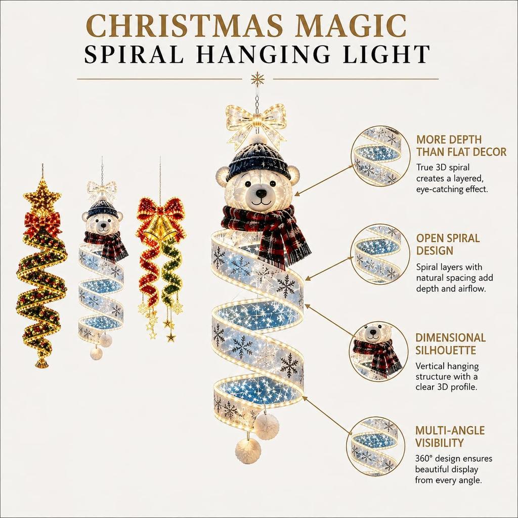 Christmas spiral chandelier series holiday porch LED decoration five-pointed star