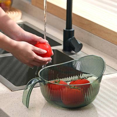 Multi-functional Drain Basket with Handle Thick Stable Large Capacity Hollow Transparent Fruit Vegetable Washing Draining Bowl Kitchen Drainage Basket